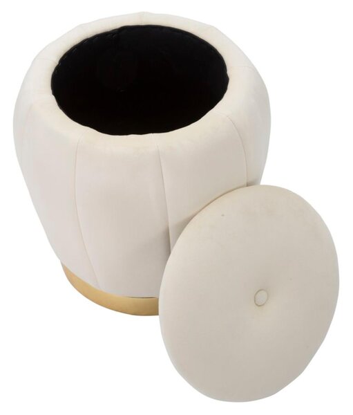 Pouf, contenitore apribile in legno PARIS dimensioni 43x43xh 43 cm peso 4,0 kg, rivestimento intessuto imbottito velluto crema