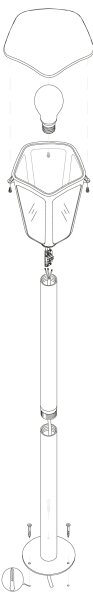 Eglo 98123 - Lampada da esterno MONREALE 1xE27/60W/230V IP44 altezza 995 nero