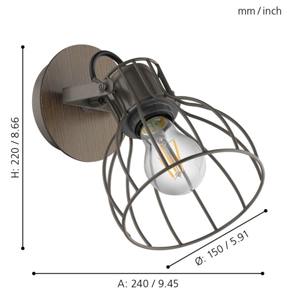 Eglo 98134 - Luce Spot da parete SAMBATELLO 1xE27/40W/230V