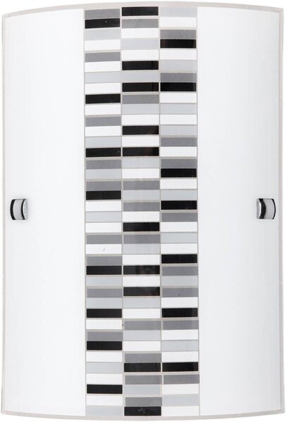 Applique Domino in metallo vetro opalino/ nero/grigio L:18cm H:26cm