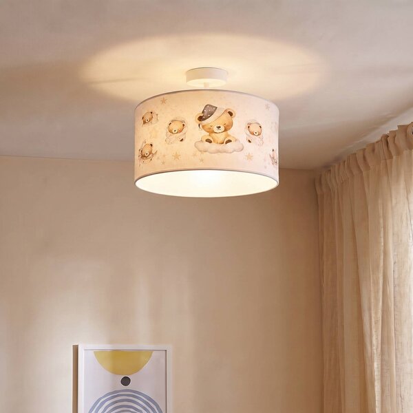 Plafoniera soffitto Kids Print Duolla, Crema / Ambra, Cameretta, Tessuto / Stoffa / Seta, Plafoniera