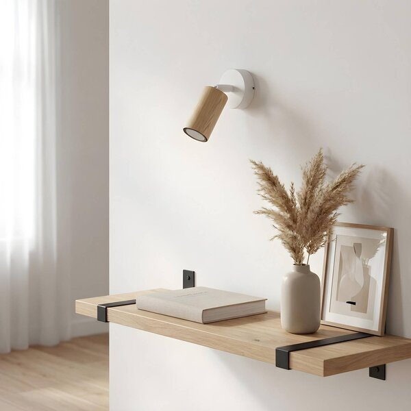 Faretto Nisse Luminex, dimmerabile, Bianco / Opale, Soggiorno / Sala da pranzo, Legno, Applique