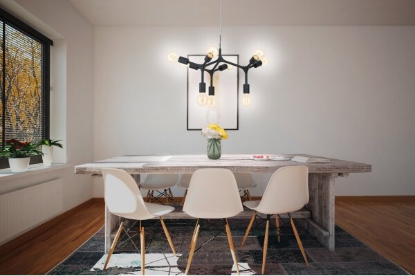 Eglo 98346 - Lampadario a sospensione con filo BOCADELLA 9xE27/60W/230V