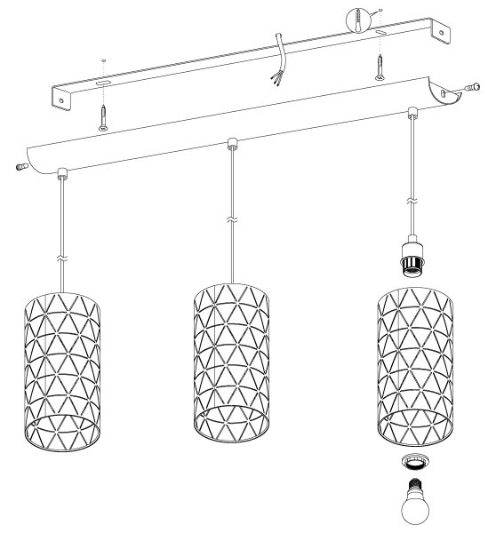 Eglo 98353 - Lampadario a sospensione con filo RAMON 3xE27/40W/230V