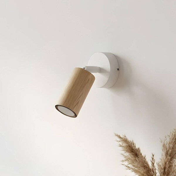 Faretto Nisse Luminex, dimmerabile, Bianco / Opale, Soggiorno / Sala da pranzo, Legno, Applique