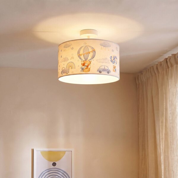 Plafoniera soffitto Kids Print Duolla, Blu, Cameretta, Tessuto / Stoffa / Seta, Plafoniera