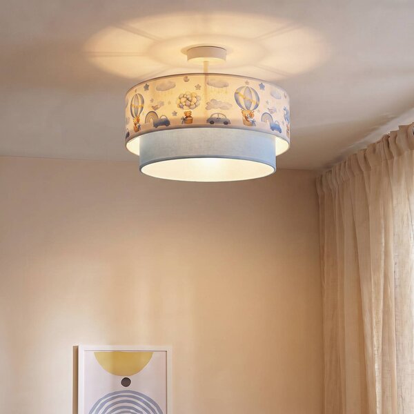 Plafoniera soffitto Boho Duolla, Blu, Cameretta, Tessuto / Stoffa / Seta, Plafoniera