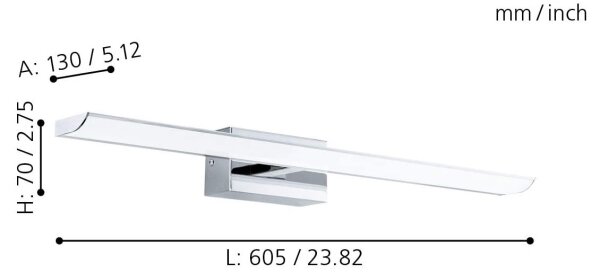 Eglo 33767-LED RGBW Illuminazione bagno TABIANO-C LED/15,6W/230V 60,5cm IP44+TC