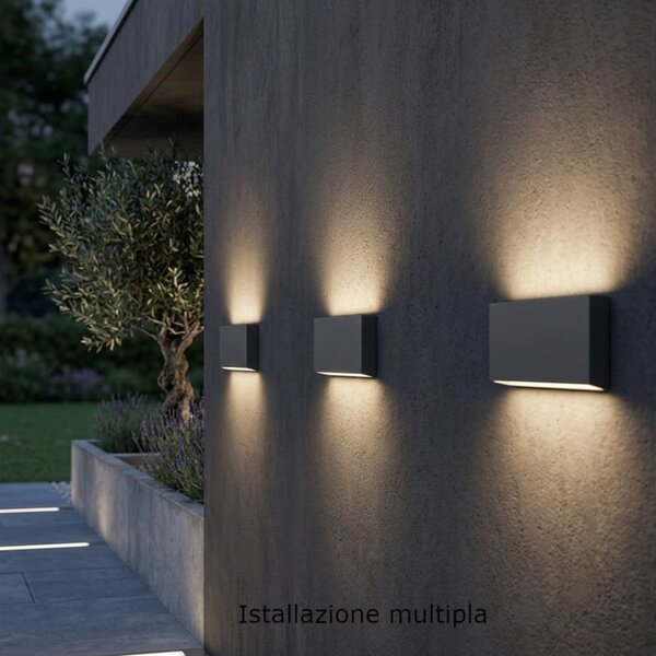 Applique led top light madrid 18 ip65 cct biemissione alluminio vetro - Top Light