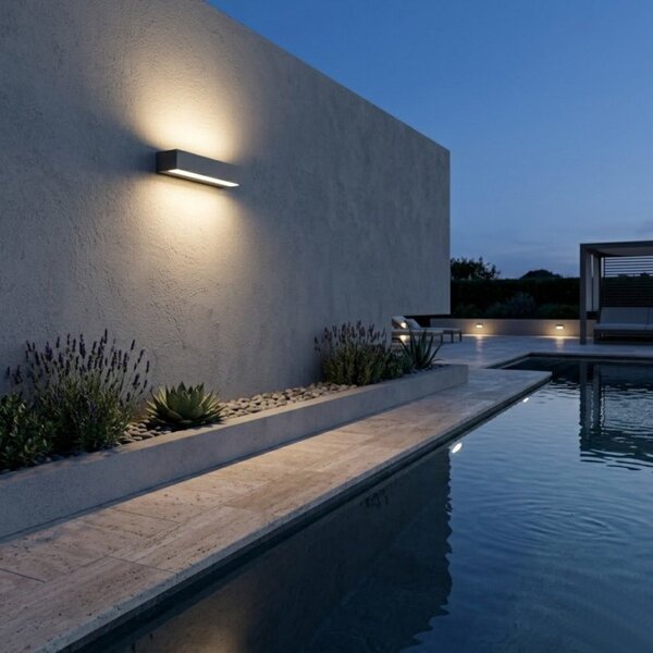 Applique led top light porto 22b ip65 cct biemissione alluminio vetro - Top Light