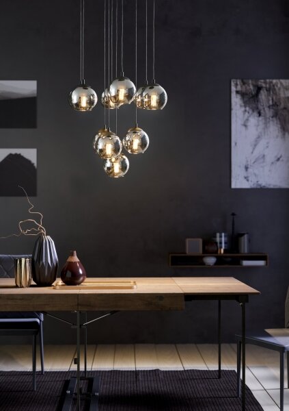 Eglo 98654 - Lampadario a cavo ARISCANI 10xE27/40W/230V nero/cromo lucido