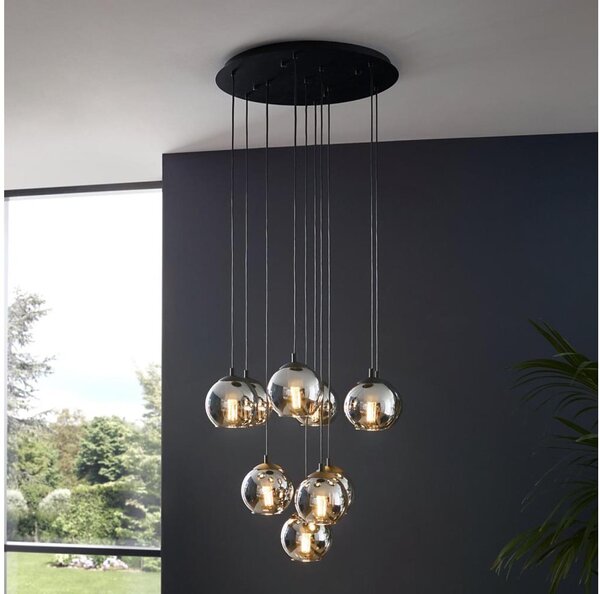 Eglo 98654 - Lampadario a cavo ARISCANI 10xE27/40W/230V nero/cromo lucido