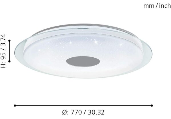 Eglo 32344 - Lampada da soffitto dimmerabile LED RGBW LANCIANO-C LED/53W/230V + telecomando