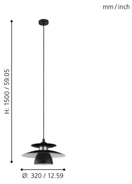 Eglo 98735 - Lampadario a sospensione con filo BRENDA 1xE27/40W/230V