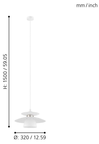 Eglo 98734 - Lampadario a sospensione con filo BRENDA 1xE27/40W/230V