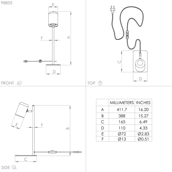 Eglo 98855 - Lampada da tavolo LED CEPPINO 1xGU10/4,5W/230V nera