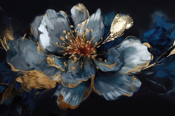 Carta da parati Grande fiore blu con venature, Carta da parati 3D, Carta da parati Fiori 3D, u95657 : Uwalls.it