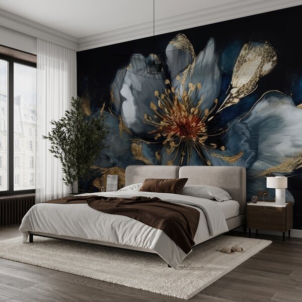 Carta da parati Grande fiore blu con venature, Carta da parati 3D, Carta da parati Fiori 3D, u95657 : Uwalls.it