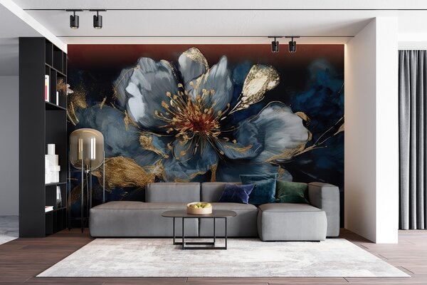 Carta da parati Grande fiore blu con venature, Carta da parati 3D, Carta da parati Fiori 3D, u95657 : Uwalls.it