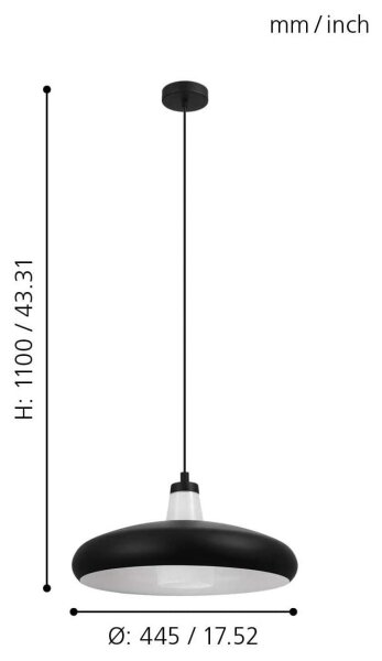 Eglo 99032 - Lampadario LED RGB dimmerabile a sospensione con filo TABANERA-C 1xE27/9W/230V