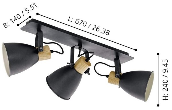 Eglo 99076 - Luce Spot COSWARTH 3xE27/40W/230V