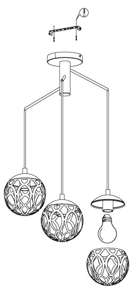 Eglo 99073 - Lampadario a sospensione con filo MIRTAZZA 3xE27/60W/230V