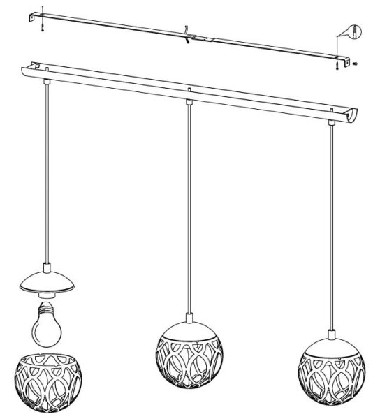 Eglo 99072 - Lampadario a sospensione con filo MIRTAZZA 3xE27/60W/230V