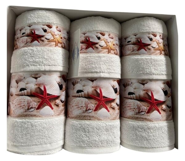 Set asciugamano bagno viso e ospite Botticelli Home Conchiglie