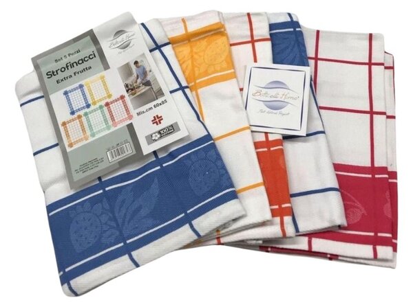 Strofinacci cucina 5 pezzi in cotone Botticelli Home Extra Frutta