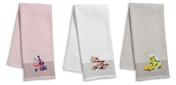 Strofinacci cucina 3 pezzi in cotone Vingi Ricami Fantasy