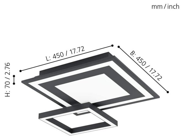 Eglo 99312 - Plafoniera LED RGB SAVATAEILA-C LED/20W/230V + T