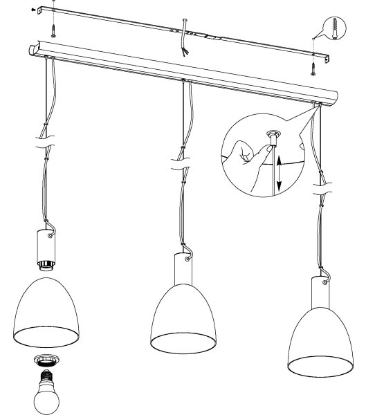 Eglo 99314 - Lampadario a sospensione con filo LEBALIO 3xE27/40W/230V