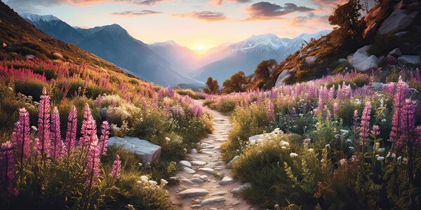 Carta da parati Fiori magici del paesaggio montano, Carta da parati Natura, u96210 : Uwalls.it