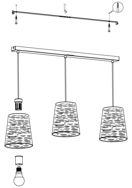 Eglo 99438 - Lampadario su corda SEGEZIA 3xE27/40W/230V