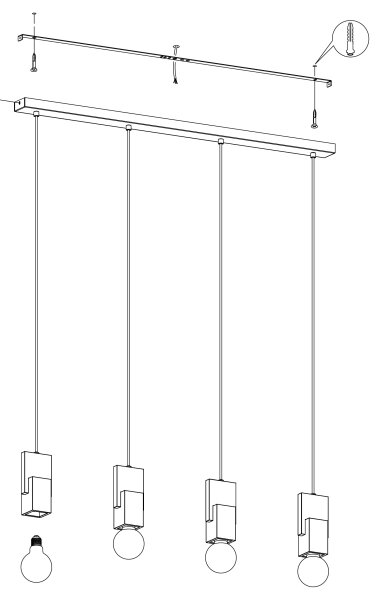 Eglo 99532 - Lampadario a sospensione con cavo LOBATIA 4xE27/40W/230V