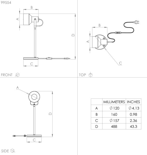 Eglo 99554 - Lampada da tavolo CASIBARE 1xE27/28W/230V