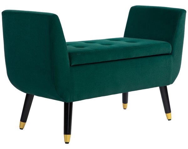 HOMCOM Panca Imbottita con Contenitore e Braccioli, Effetto Velluto, in Poliestere, 107x42x65 cm, Verde | Aosom Italy