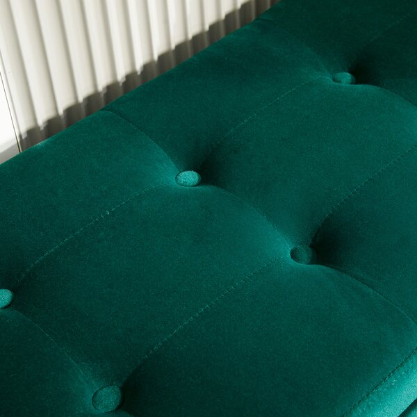 HOMCOM Panca Imbottita con Contenitore e Braccioli, Effetto Velluto, in Poliestere, 107x42x65 cm, Verde | Aosom Italy
