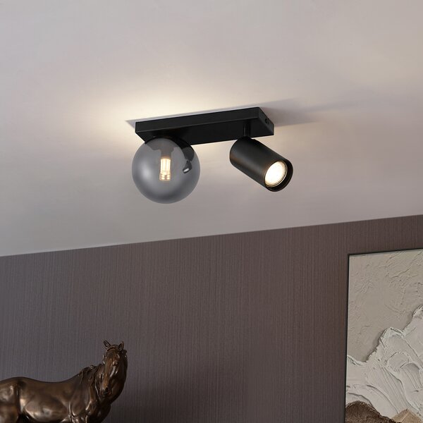 Plafoniera moderna nera a 2 luci inclinabile - Lesly