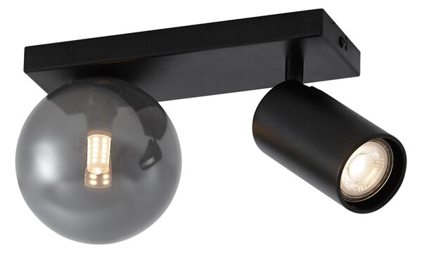 Plafoniera moderna nera a 2 luci inclinabile - Lesly