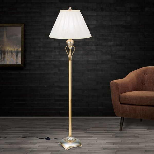 Orion Stl 12-1097/1 - Lampada con piedistallo TIZIA 1xE27/60W/230V bianco/oro/patina