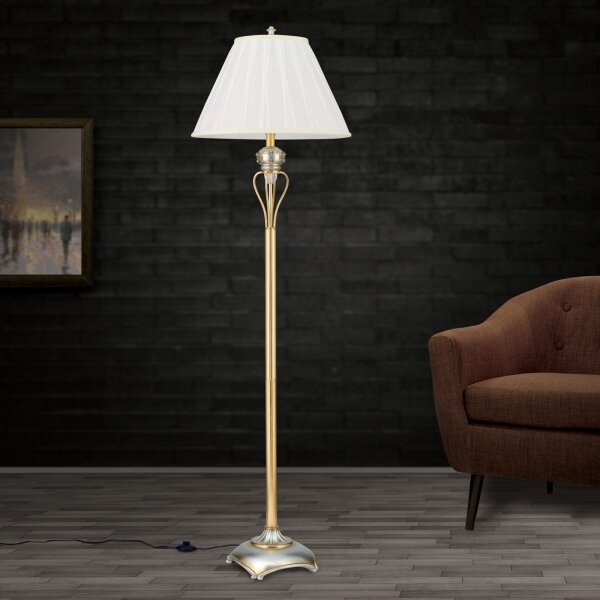 Orion Stl 12-1097/1 - Lampada con piedistallo TIZIA 1xE27/60W/230V bianco/oro/patina