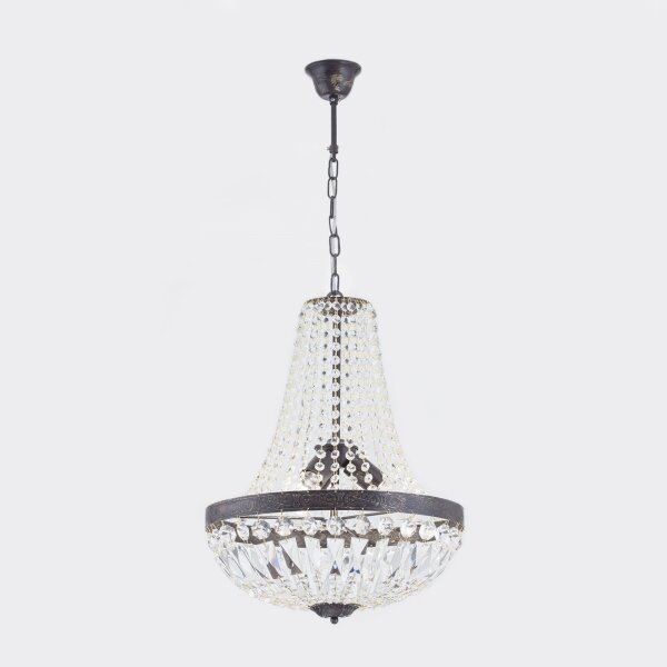 Orion HL 6-1497/3 - Lampadario di cristallo a sospensione con catena ARILA 3xE27/60W/230V marrone/patina