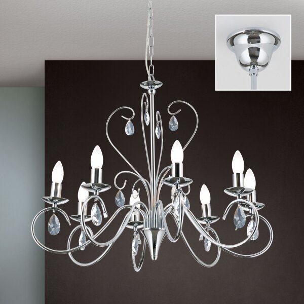 Orion LU 1658/8 - Lampadario di cristallo a sospensione con catena ALESSIA 8xE14/40W/230V cromo lucido
