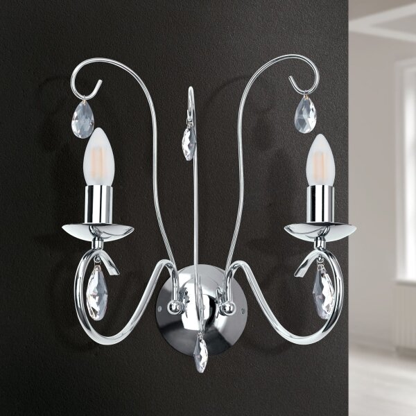 Orion WA 2-1093/2- Applique di cristallo ALESSIA 2xE14/40W/230V cromo lucido
