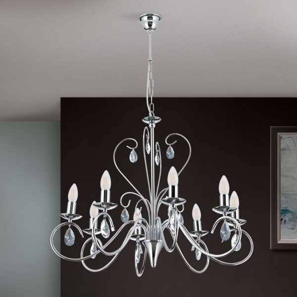 Orion LU 1658/8 - Lampadario di cristallo a sospensione con catena ALESSIA 8xE14/40W/230V cromo lucido