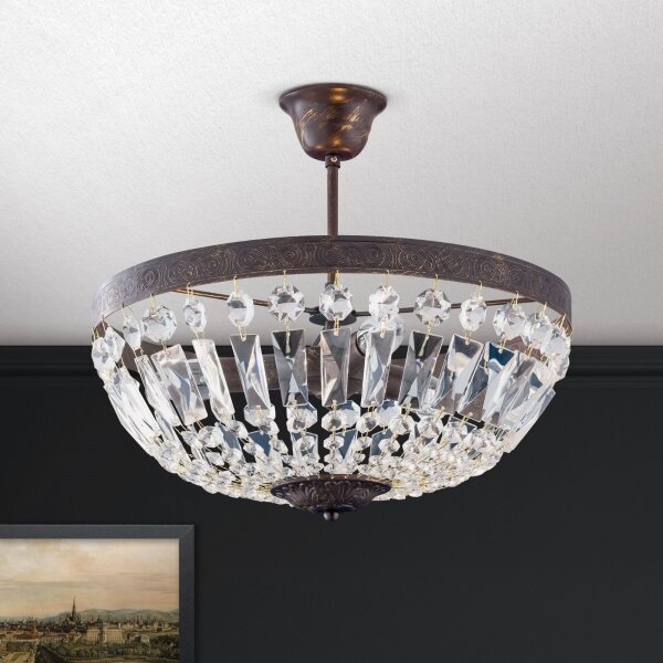 Orion DL 7-487/3-Lampadario di cristallo a sospensione con supporto rigido ARILA 3xE14/40W/230V diametro 40 cm marrone/patina
