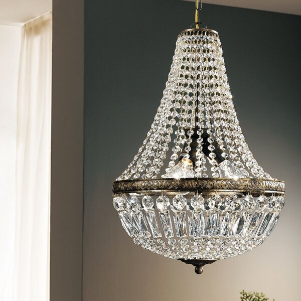 Orion HL 6-1497/3 - Lampadario di cristallo a sospensione con catena ARILA 3xE27/60W/230V marrone/patina