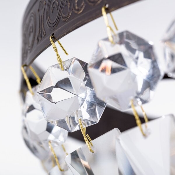 Orion DL 7-487/3-Lampadario di cristallo a sospensione con supporto rigido ARILA 3xE14/40W/230V diametro 40 cm marrone/patina
