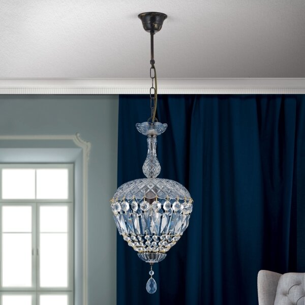 Orion HL 6-1498/1 - Lampadario di cristallo a sospensione con catena ARILA 1xE27/60W/230V marrone/patina